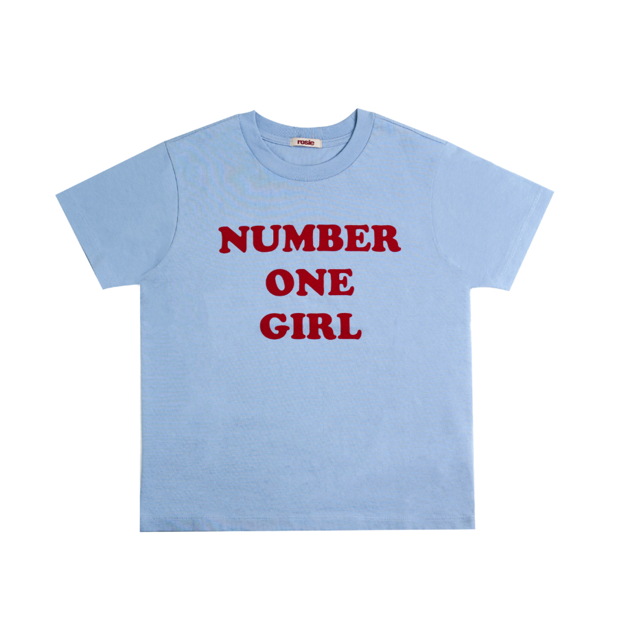 rosie NUMBER ONE GIRL Tシャツ ブルー number one girl blue t-shirt – ROSÉ