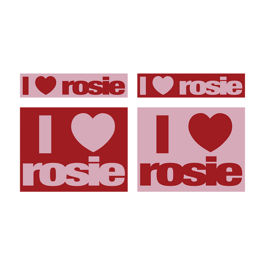 ‘i heart rosie’ box logo sticker set